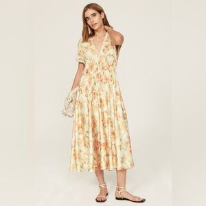 NWT Vince Floral Crushed Cap Sleeve Dress